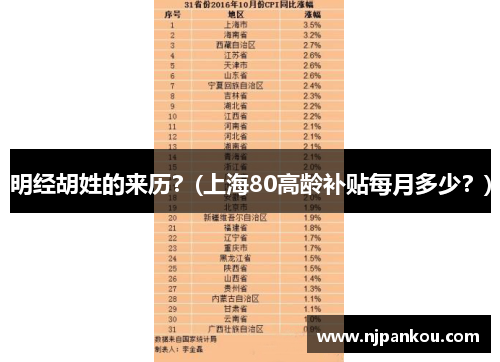 明经胡姓的来历？(上海80高龄补贴每月多少？)