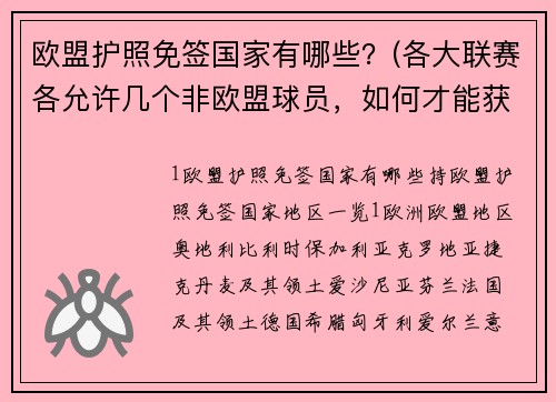 欧盟护照免签国家有哪些？(各大联赛各允许几个非欧盟球员，如何才能获得欧盟护照，它与劳工证有何不同？)